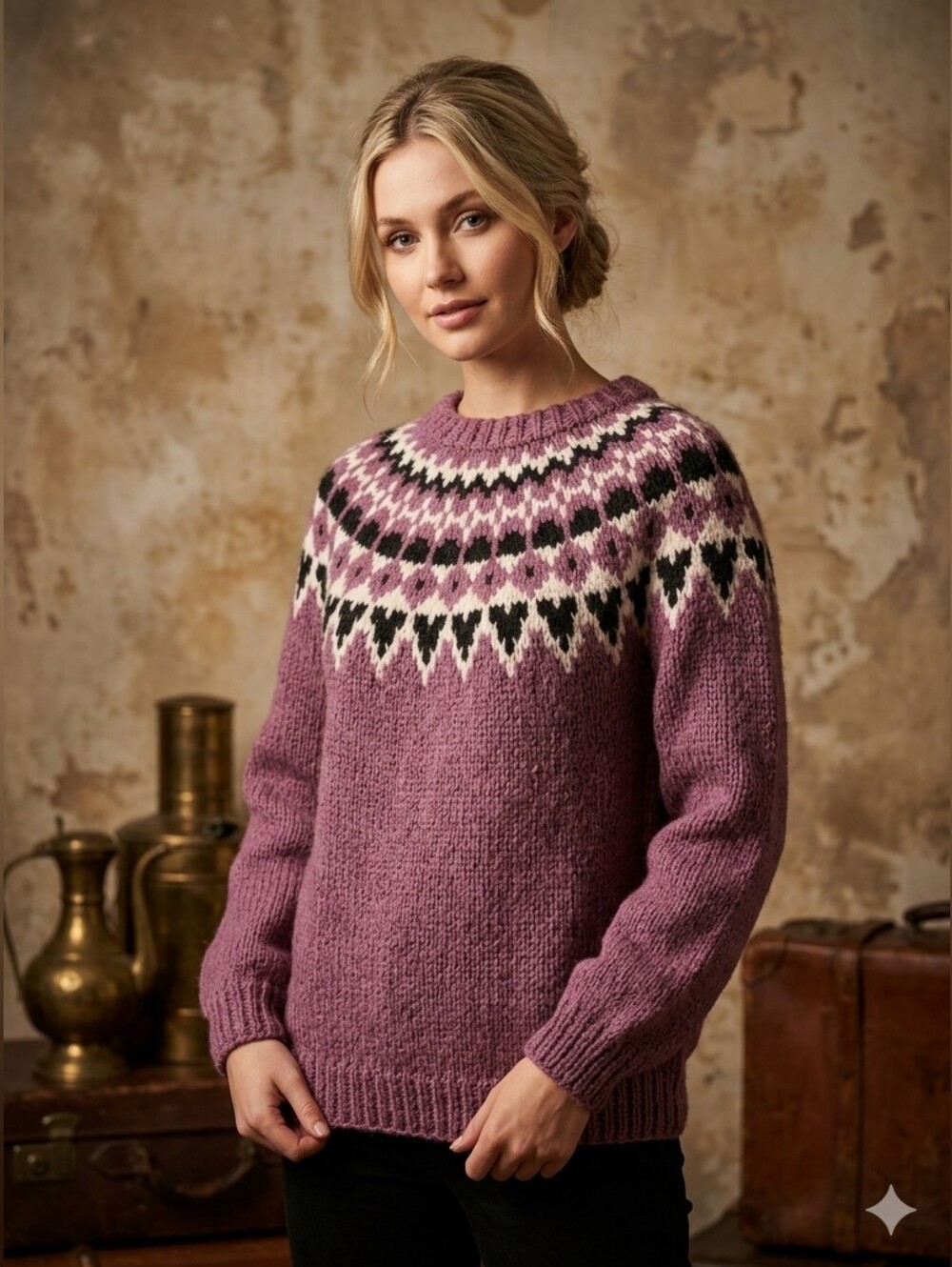 Women's Lavender Patterned Sweater